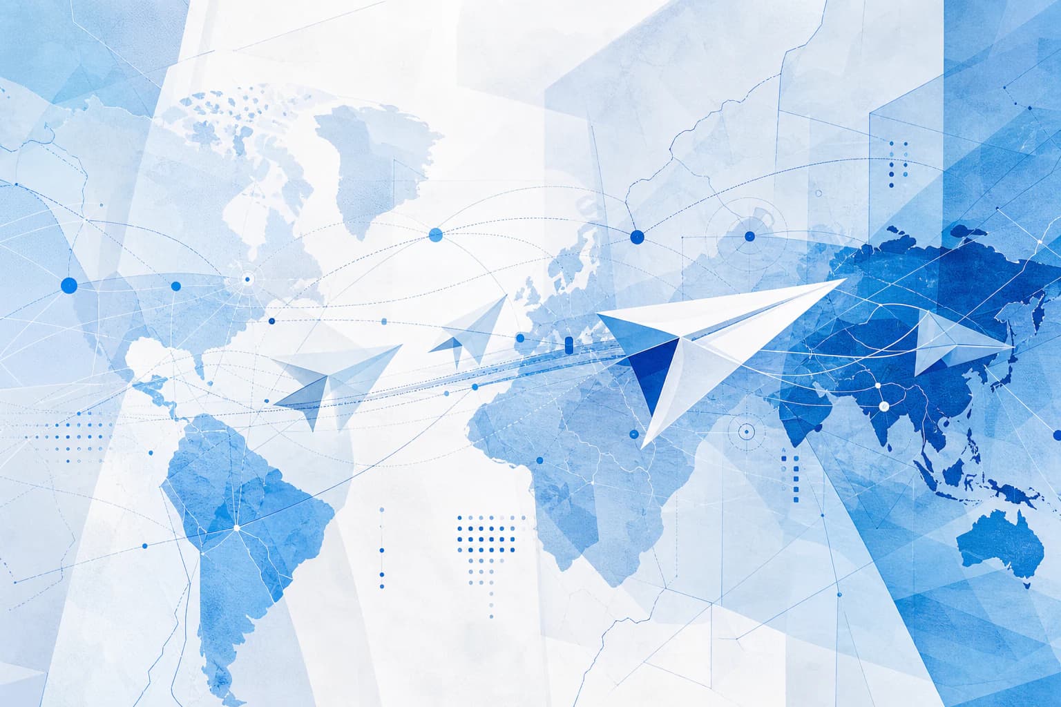 Abstract blue world map showing financial-account data moving between tax jurisdictions
