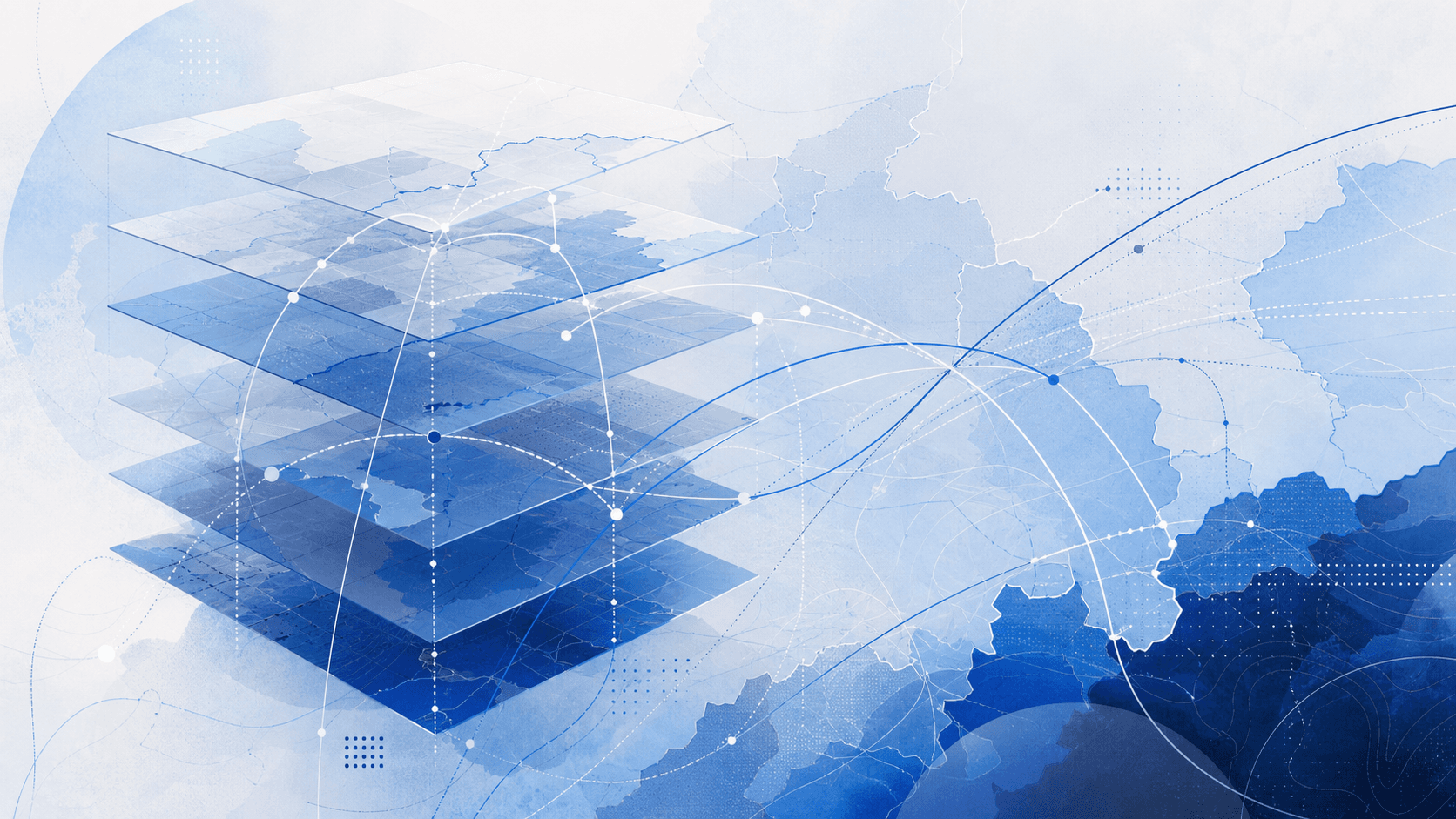 Abstract blue jurisdiction map showing layered residence, banking, and tax decision paths